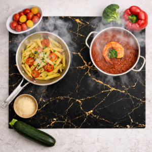 Mata Ochronna na Płytę Indukcyjną z Funkcją Gotowania-Czarna Marmur