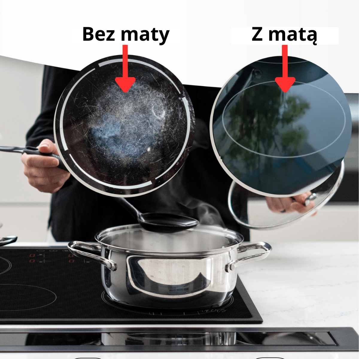 Mata Ochronna na Płytę Indukcyjną z Funkcją Gotowania - Czarna Transparentna Kawa - obrazek 5