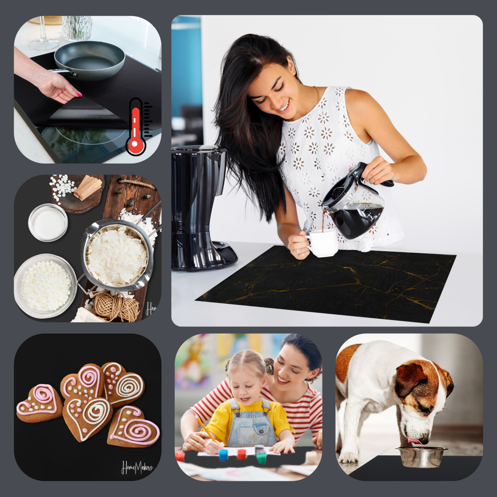 Mata Ochronna na Płytę Indukcyjną z Funkcją Gotowania-Czarna Transparentna Marmur - obrazek 10