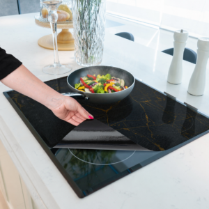 Mata Ochronna na Płytę Indukcyjną z Funkcją Gotowania-Czarna Transparentna Marmur