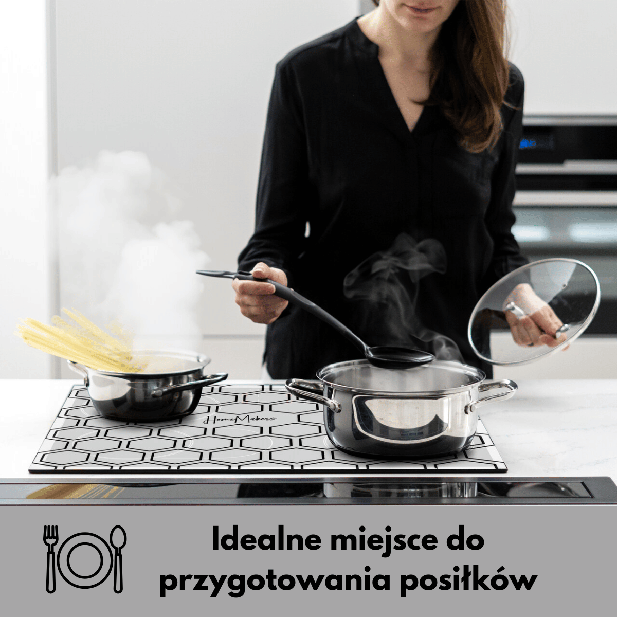 Mata Ochronna na Płytę Indukcyjną z Funkcją Gotowania-Biała Transparentna Plaster Miodu - obrazek 4