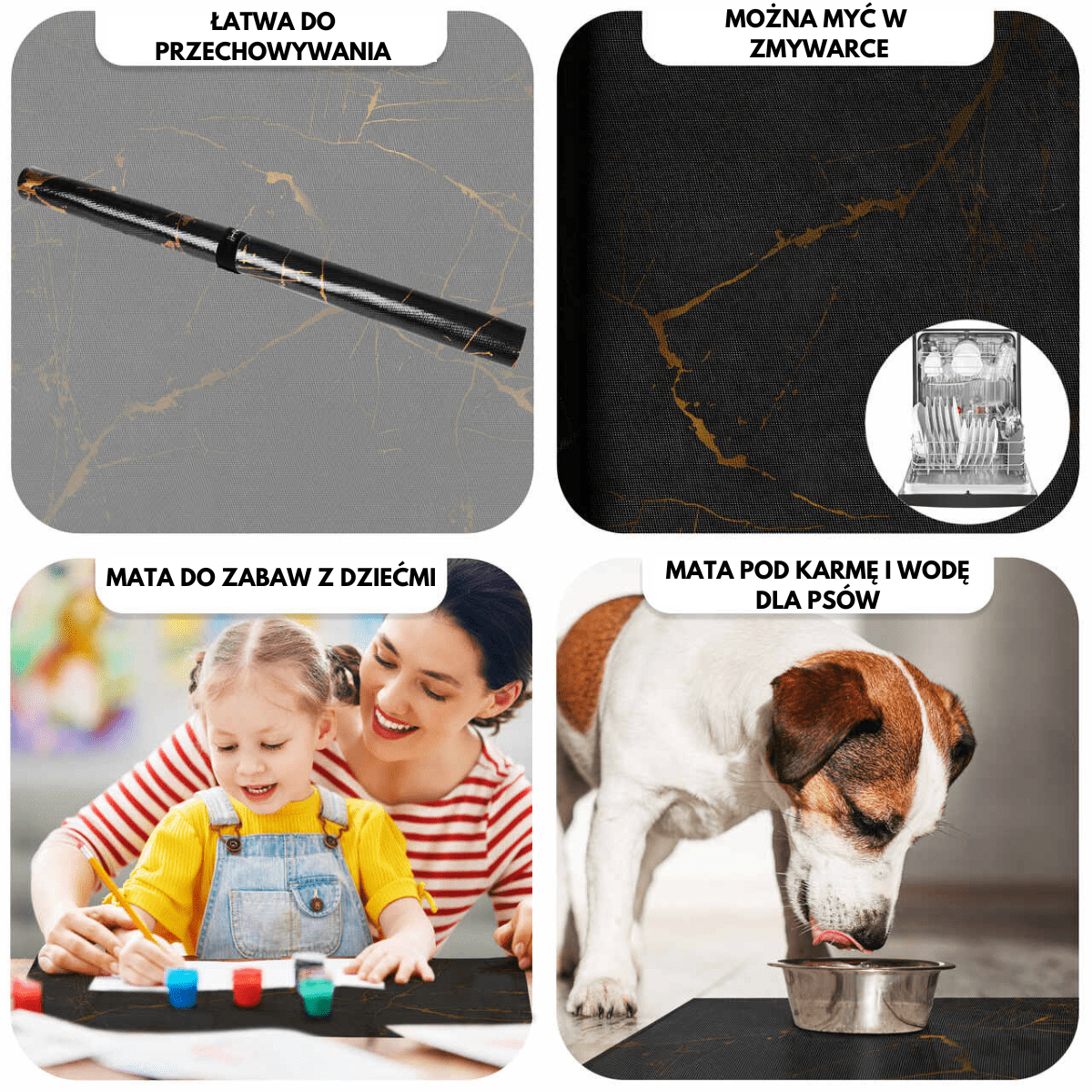 Mata Ochronna na Płytę Indukcyjną z Funkcją Gotowania-Czarna Transparentna Marmur - obrazek 4