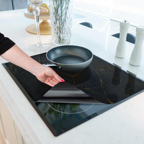 Mata Ochronna na Płytę Indukcyjną z Funkcją Gotowania-Czarna Transparentna Marmur