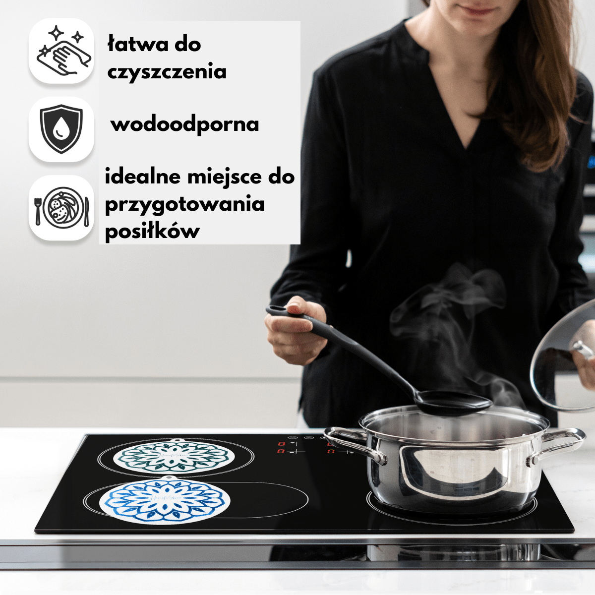 Magiczna Okrągła Mata Ochronna na Płytę Indukcyjną z Funkcją Gotowania - 2 sztuki - obrazek 5