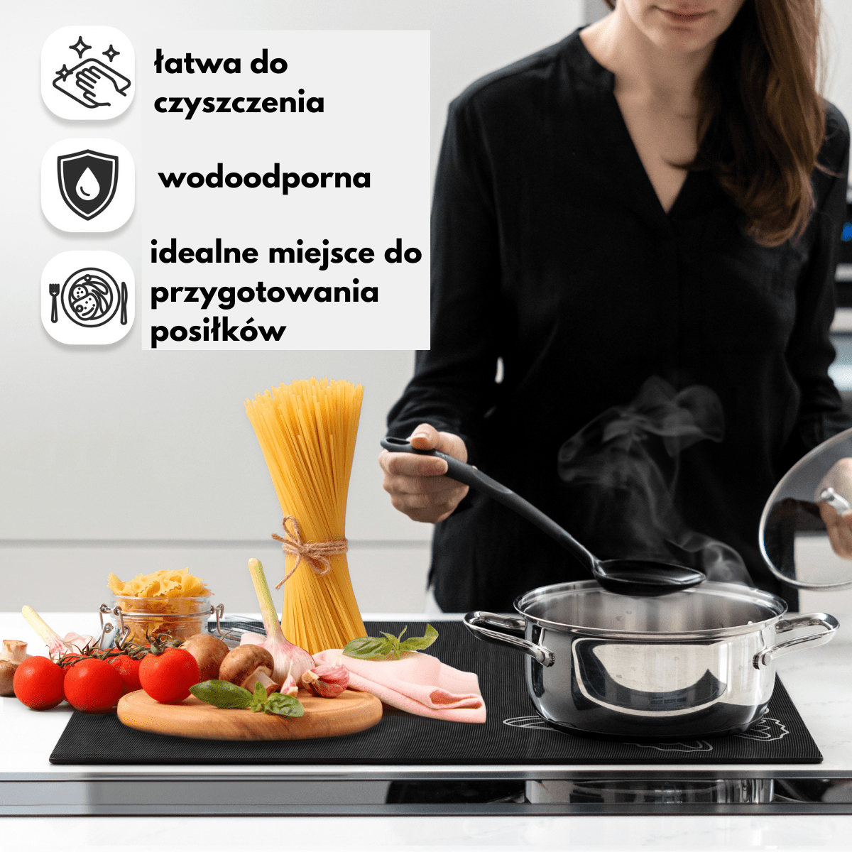 Mata Ochronna na Płytę Indukcyjną z Funkcją Gotowania-Czarna Transparentna Motyl - obrazek 3
