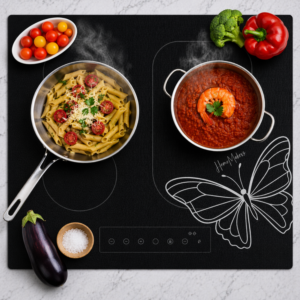 Mata Ochronna na Płytę Indukcyjną z Funkcją Gotowania-Czarna Transparentna Motyl