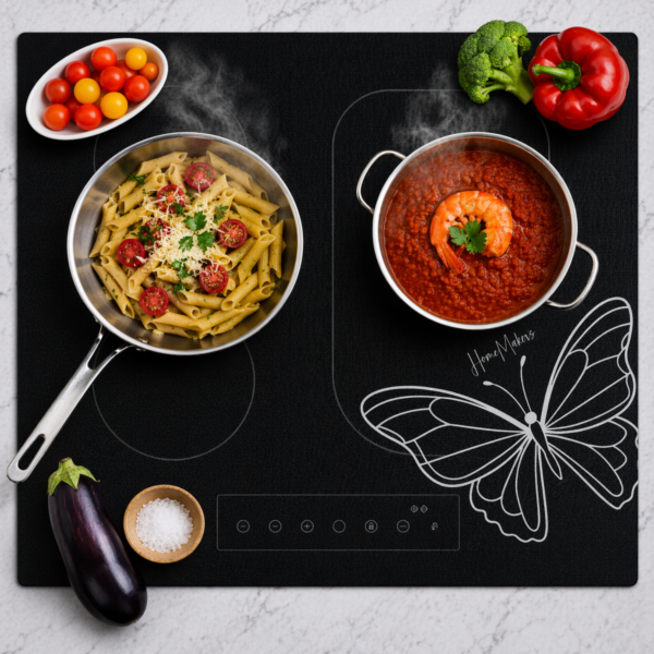 Mata Ochronna na Płytę Indukcyjną z Funkcją Gotowania-Czarna Transparentna Motyl