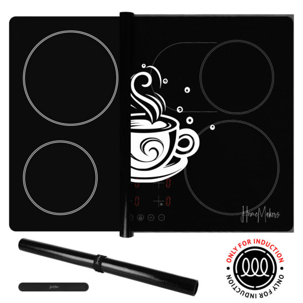 Mata Ochronna na Płytę Indukcyjną z Funkcją Gotowania - Czarna Transparentna Kawa