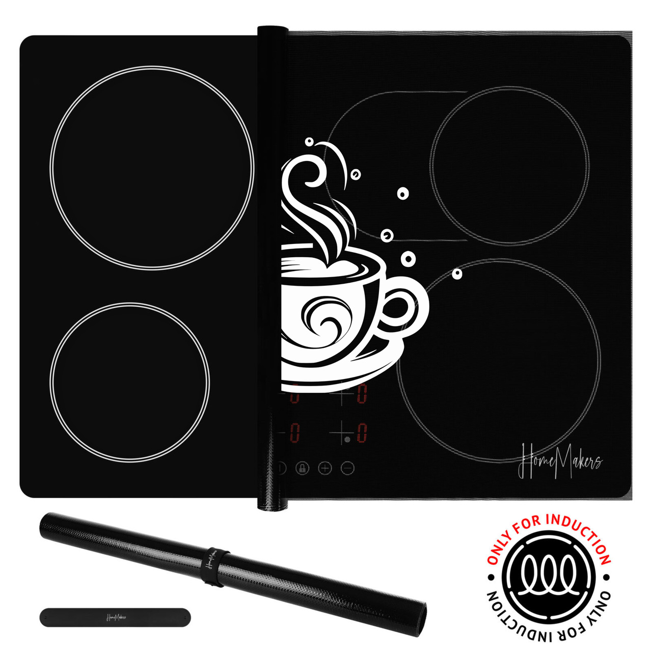 Mata Ochronna na Płytę Indukcyjną z Funkcją Gotowania - Czarna Transparentna Kawa