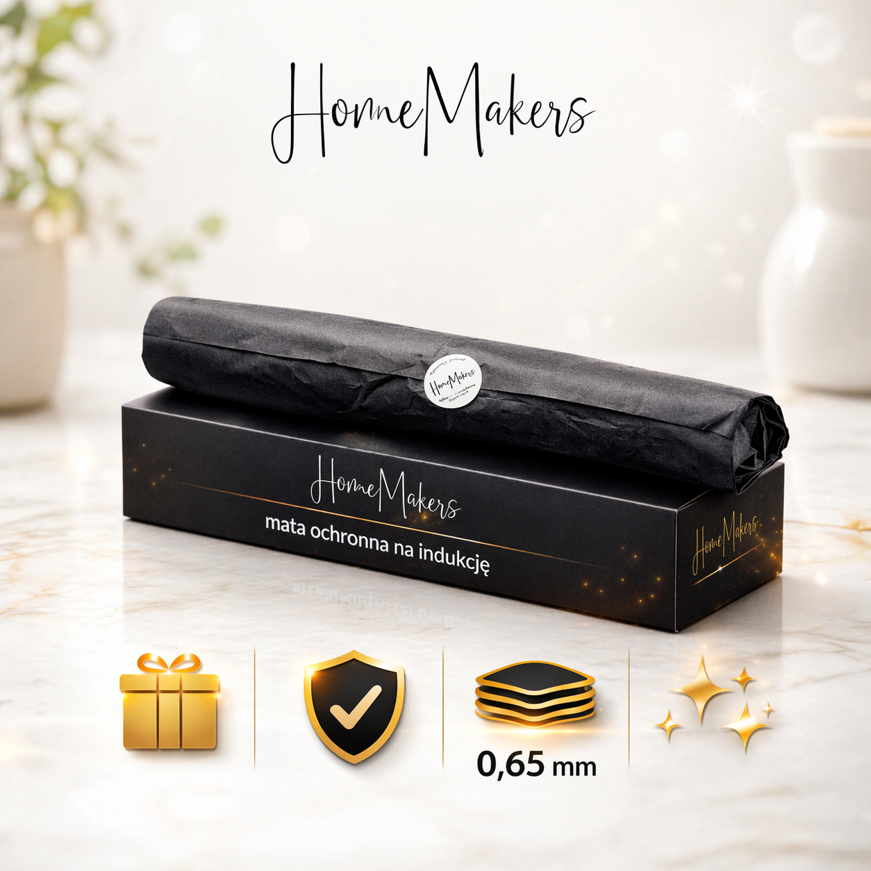 Mata Ochronna na Płytę Indukcyjną z Funkcją Gotowania-Czarna Transparentna Marmur - obrazek 9